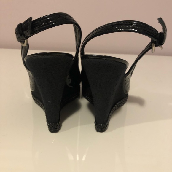 BCBG Black Patent Leather Wedges, size 8 - Picture 3 of 5